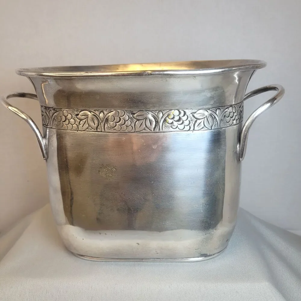 Vintage Pottery Barn Pewter Wine Bottle Champagne Chiller Holder Ice Bucket